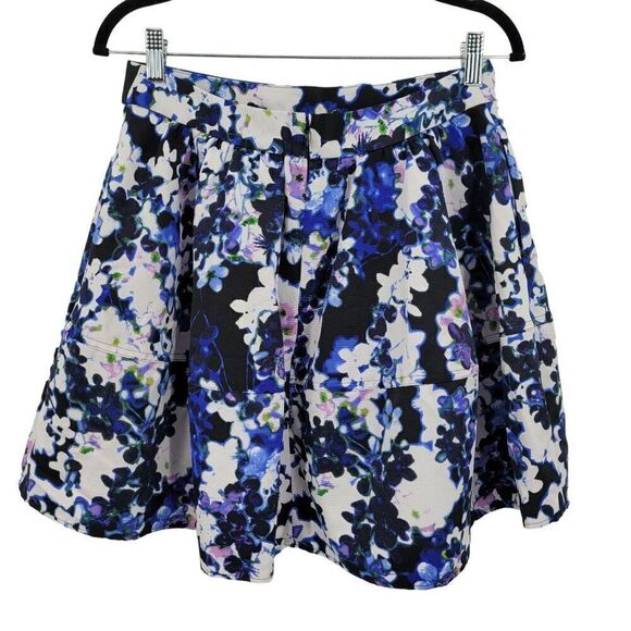 Express Balloon Skirt 10 Blue Floral Aline Full Mini Skater Party Shower - Picture 7 of 9